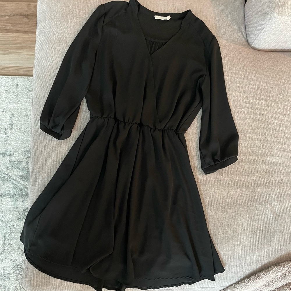 Black 3/4 sleeve mini skater dress